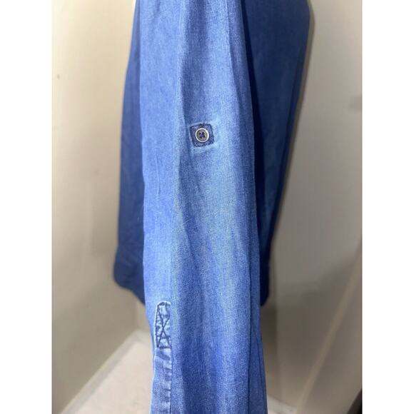 Workshop Women's Shirt Dress Blue Denim Chambray Long Sleeve Pocket Plus Sz 0X - Picture 8 of 10
